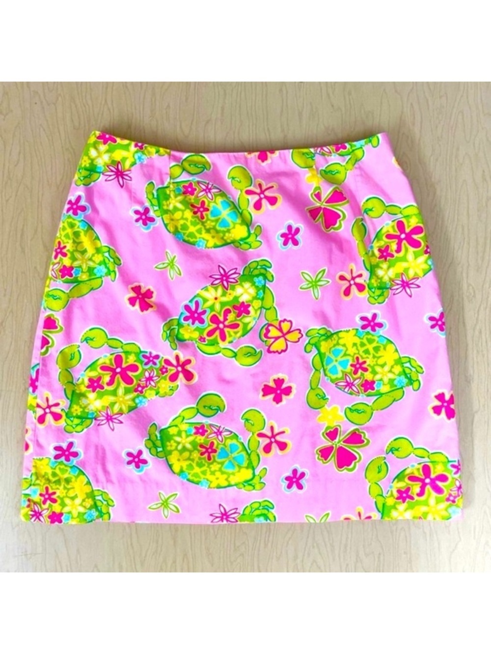 Lilly Pulitzer Skirt Womens 8 Muscle Beach Crabs Pink Green Lined White Label